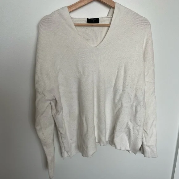 Tahari V-Neck Hooded Sweater in Cream - Picture 2 of 5
